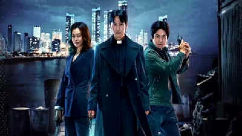 Kim Nam Gil, Honey Lee, and Kim Sung Kyun prepare to confront villainy in promotional posters for 'The Fiery Priest 2.'